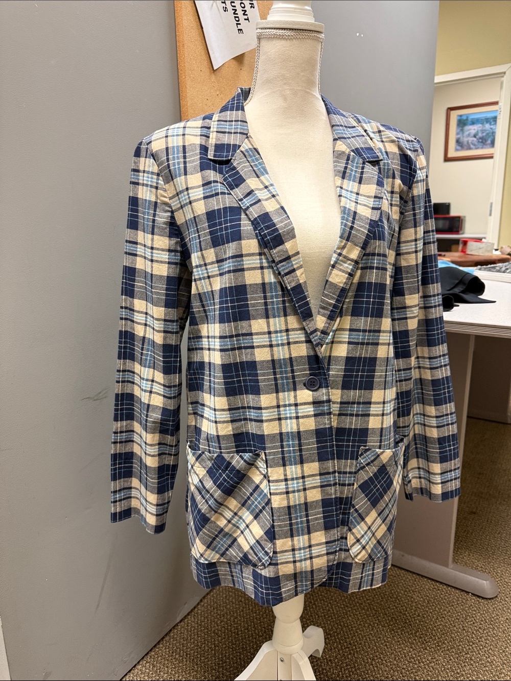 Vintage Jaclyn‎ Smith Sport Plaid Cotton Blazer Jacket Size 10